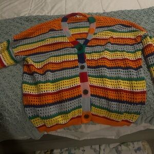Standing Out Crochet Cardigan - Multi Color